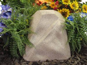 Sandstone watering rock surrounded by plants