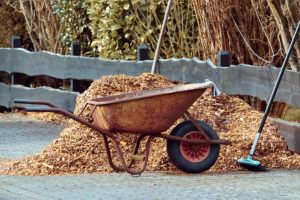 Wheelbarrow with mulch